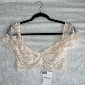 Forever 21 Ivory Lace Top